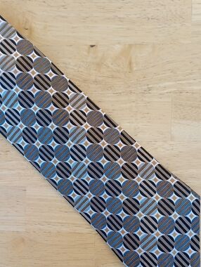 SETAZONE Classic Geometric Pattern Men's Tie in Blue and Brown